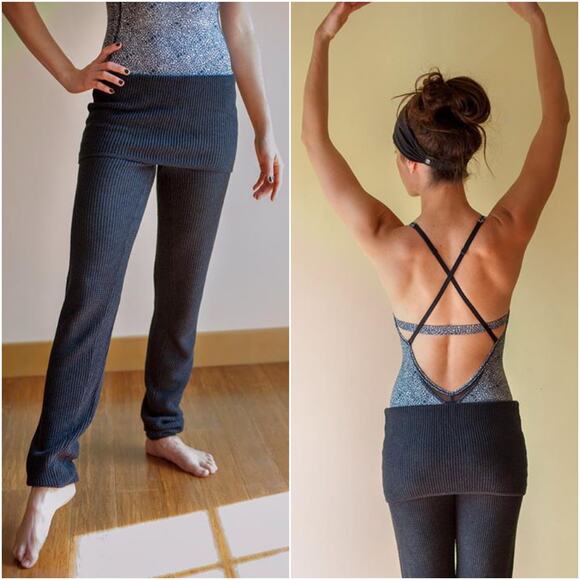 LULULEMON Citta Boolux Waffle-Knit Sweater Dance Yoga Pants Charcoal Gray Size 6 - Picture 1 of 8